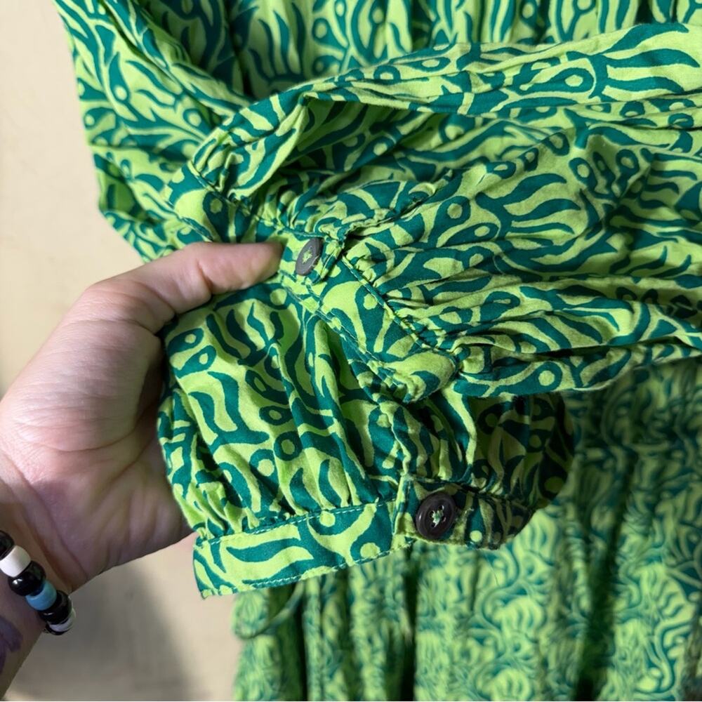 Whistles Green Climbing Vine Trapeze Midi Dress Size Large - Picture 11 of 12